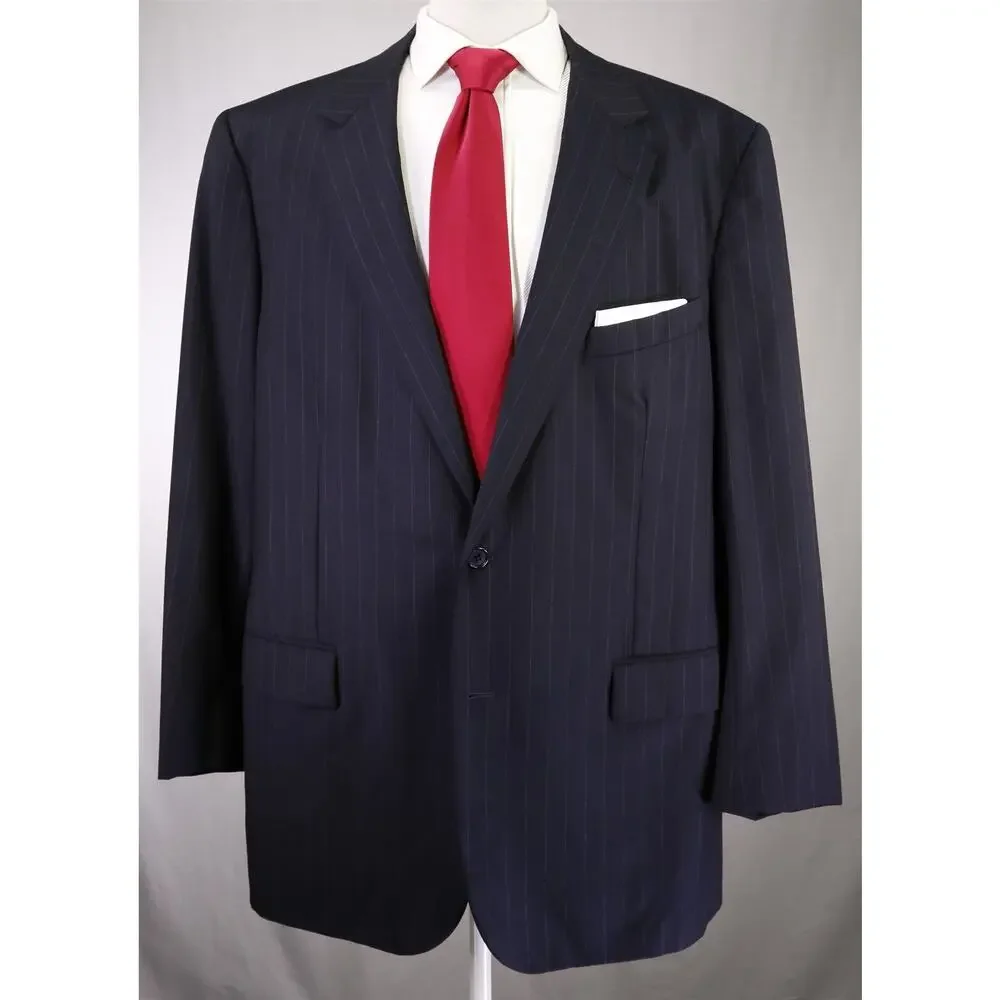Brooks Brothers Golden Fleece Navy Pinstripe Suit Jacket Blazer Loro Piana 46L